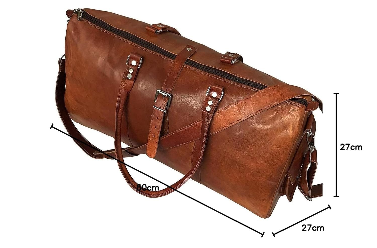Triangle Weekender Leather Duffle Bag